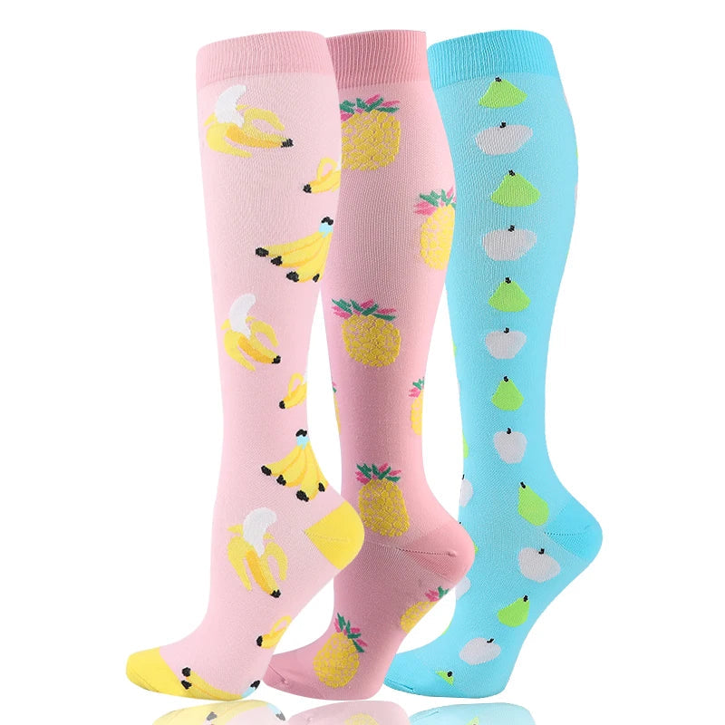58 Styles 3 Pairs/Pack Compression Socks Knee High 30MmHg Women Men Sports Socks Edema Diabetes Varicose Veins Running Socks Quick Pick Grocers